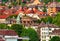 Zurich, Switzerland - September 2, 2016: Panoramic view on Roofs in Zurich city center, Switzerland. Seen from Lindenhof hill