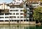 Zurich, Switzerland - view of typical swiss house near river Limmat