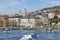 Zurich, view on Central square across the Limmat river