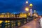 Zurriola bridge over Urumea river in night. Donostia