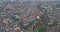 Zwolle old historic city center and city walls overhead skyline. Canal around city with rich history, Pepperbus church