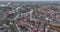 Zwolle old historic city center and city walls overhead skyline. Canal around city with rich history, Pepperbus church