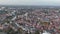 Zwolle old historic city center and city walls overhead skyline. Canal around city with rich history, Pepperbus church