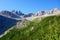 The ZwÃ¶lferkofel / Croda dei Toni mountain group in the Drei Zinnen Natonalpark Sexten / Sesto, seen from Fischleintal / Val