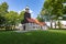 Zydowo, Zachodniopomorskie / Poland - September, 10, 2020: Catholic Church in the center of a small town in Pomerania. Brick