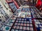 Â«Madrid,SpainÂ»; 11-11-2018: Market stall with earrings and pendants of different colors and shapes and people buying