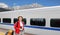 â€ŽSolo travelling , middle aged female tourist travel with high-speed train