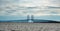 Ã˜resund bridge with cloudy sky and water