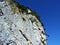 Ã„scher cliff or Ã„scher-Felsen Aescher-Felsen or Ascher-Felsen in the Alpstein mountain range and in the Appenzellerland region