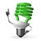 ï»¿ï»¿ï»¿ï»¿Green spiral light bulb character in moment of insight