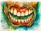 Ð’rawing of the inside of a tooth a watercolor painting stunning design. AI generated