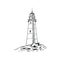 ÐŸÐµÑ‡Ð°Ñ‚ÑŒThe lighthouse sketch. Hand drawn vector illustration