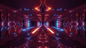 具有热金属3d渲染运动背景的现场壁纸vj的未来派的 幻想的外星机库隧道走廊股票视频 视频包括有视窗 隧道