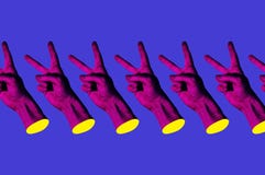 当代极简主义艺术拼贴画 霓虹色大胆 手举着你的手超现实主义创意壁纸库存例证 插画包括有超现实主义创意壁纸 当代极简主义艺术拼贴画 霓虹色大胆 手举着你的手 160758175