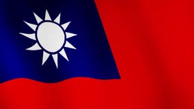 挥舞着台湾国旗 一面旗帜动画背景在风景录像中挥舞的中华民国国旗的特写股票视频 视频包括有例证 符号