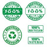 100% recycled stamps. Collection of grunge recycled stamps vector illustration 100% recycled stamps. Collection of grunge recycled stamps vector illustration
