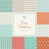 12 Cute Different Vector Seamless Patterns (tiling). Royalty Free Stock Photo