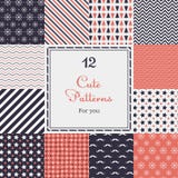 12 Cute Different Vector Seamless Patterns (tiling). Royalty Free Stock Photography