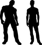 2 men silhouettes on white