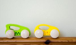 2 Wooden Toy Race Cars With Copy Space Royalty Free Stock Images 2 Wooden Toy Race Cars With Copy Space Royalty Free Stock Images