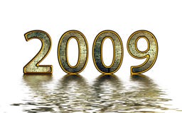 2009 golden reflexion. 2009 New Year illustration with water riplles and reflexion on blue grunge background royalty free illustration 2009 golden reflexion. 2009 New Year illustration with water riplles and reflexion on blue grunge background royalty free illustration