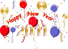 2011 Happy New Years. With balloons, confetti and streamer,s .. to bring in the new year vector illustration 2011 Happy New Years. With balloons, confetti and streamer,s .. to bring in the new year vector illustration