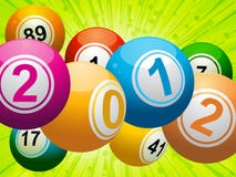2012 bingo lottery balls on green. New year bingo lottery balls on and green star burst background stock illustration 2012 bingo lottery balls on green. New year bingo lottery balls on and green star burst background stock illustration