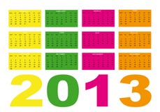 2013 calendar. New calendar 2013 of colors in english vector illustration 2013 calendar. New calendar 2013 of colors in english vector illustration