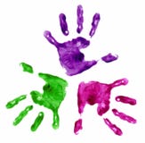 3 finger painted hands