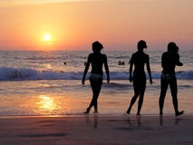 3 Girls At The Beach Royalty Free Stock Photo