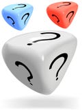 3 Shiny 3 Sided Mystery Dice Roll a Question Mark