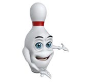 3D Cartoon Bowling Pin Presenting Royalty Free Stock Photos 3D Cartoon Bowling Pin Presenting Royalty Free Stock Photos