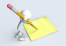 3D Character Writing A Note Royalty Free Stock Photography