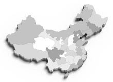 3d China grey map on white