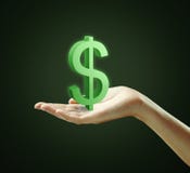 3d Green Dollar Sign on a hand royalty free stock image 3d Green Dollar Sign on a hand royalty free stock image