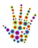 3d Hand Of Colorful Flowers Stock Image