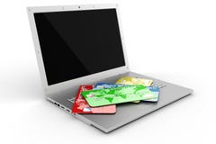 3d laptop en creditcards vector illustratie 3d laptop en creditcards vector illustratie