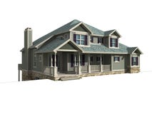 3d Model Of One Level House Royalty Free Stock Images