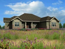 3d Model Of Ranch House Royalty Free Stock Image
