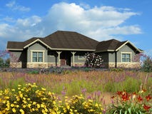 3d Model Of Ranch House Stock Images