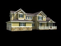 3d Model Of Two Level House Royalty Free Stock Images