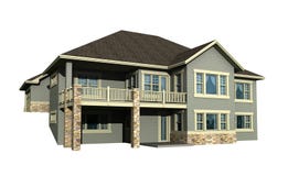 3d Model Of Two Level House Stock Image