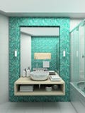 3D render modern interior of bathroom
