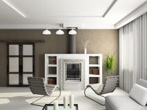 3D render modern interior of living-room