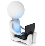 3d weinig menselijk karakter met Laptop. Blauw Licht royalty-vrije illustratie 3d weinig menselijk karakter met Laptop. Blauw Licht royalty-vrije illustratie