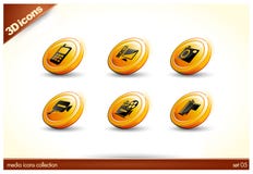 6 Beautiful glossy Shiny 3D Icons. Media collection - set 01 - EPS file included royalty free illustration 6 Beautiful glossy Shiny 3D Icons. Media collection - set 01 - EPS file included royalty free illustration