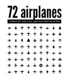72 Vector Icons Of Airplanes Stock Photo