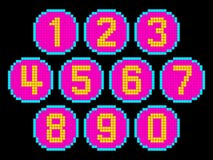 8-Bit Pixel Art Numbers In Circles. EPS8 Vector Stock Photo 8-Bit Pixel Art Numbers In Circles. EPS8 Vector Stock Photo