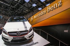 83.o Ginebra Motorshow 2013 - Mercedes-Benz A45 AMG Imagenes de archivo