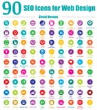 90 SEO Icons For Web Design - Circle Version Stock Image